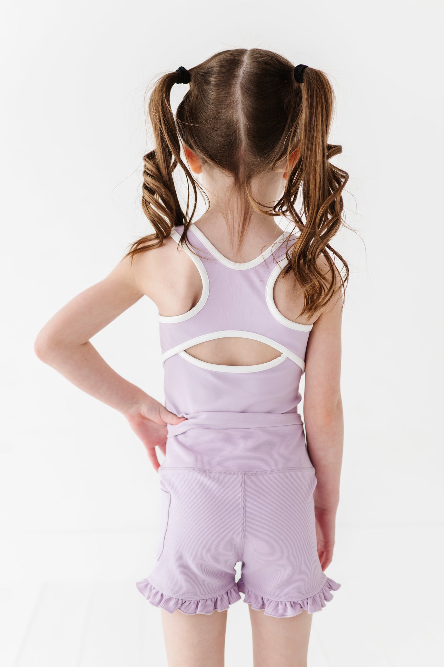 Very Violet | Ribbed Ruffle Yoga Shorts