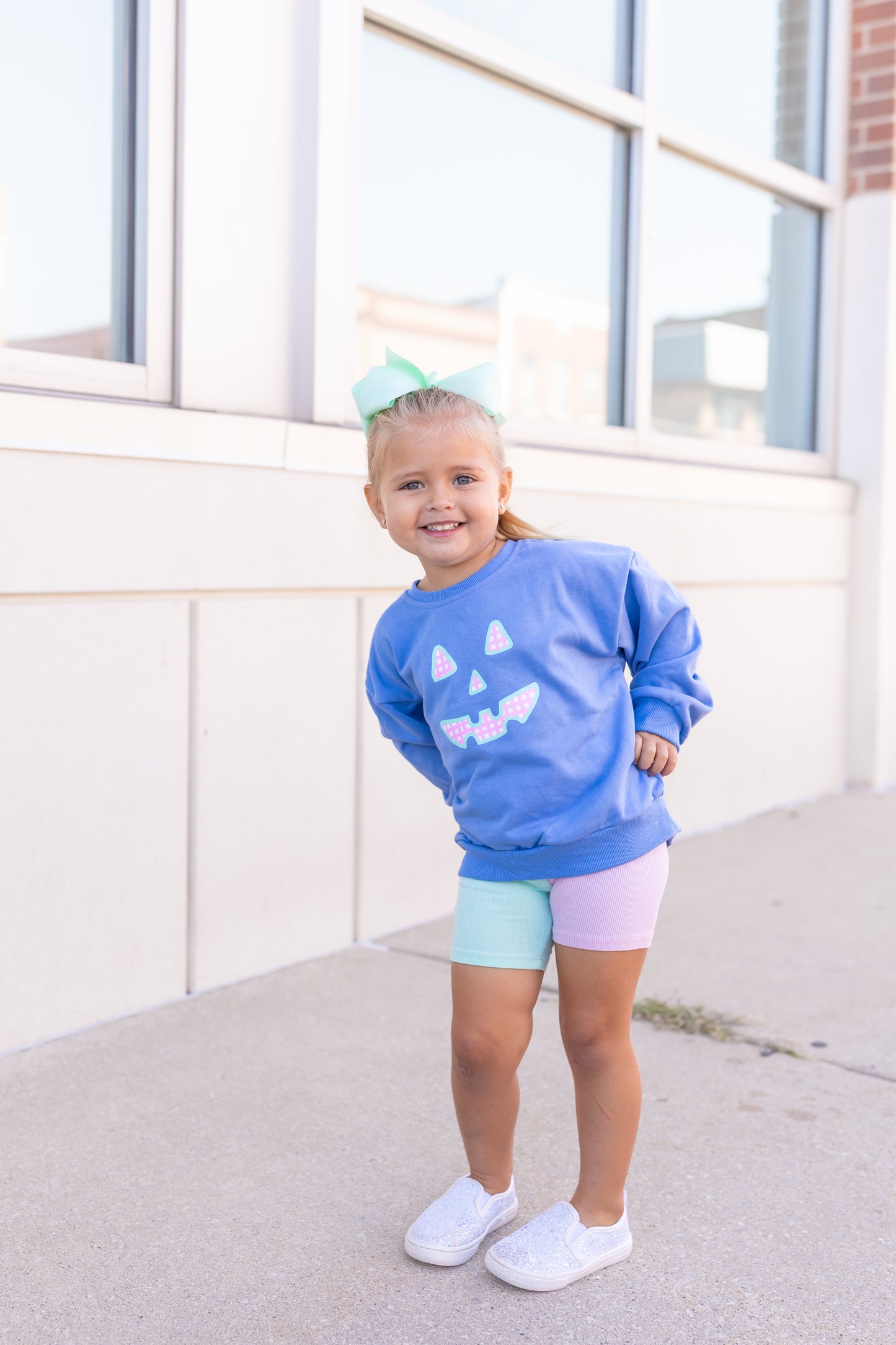 Pastel Gingham Jack O'Lantern Crewneck Sweatshirt or Romper