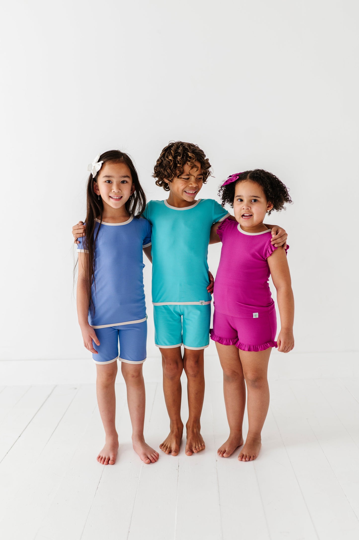 TURQUOISE | Tee + Biker Shorts RIB SET