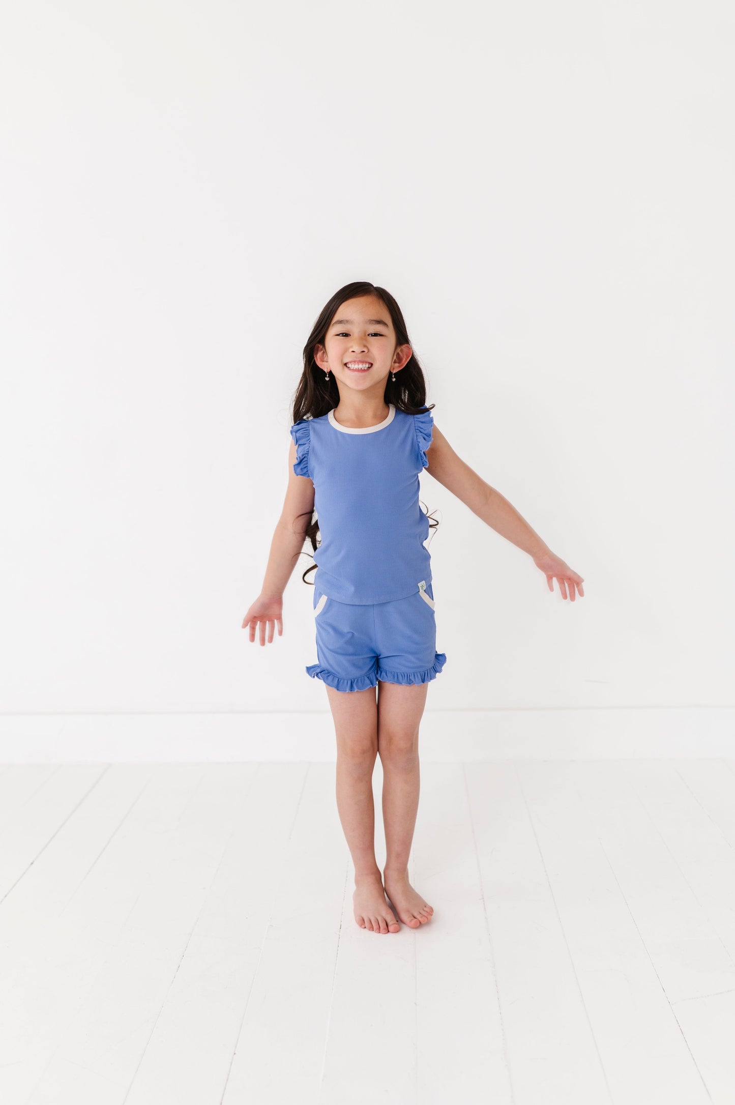 PERIWINKLE | Ruffle Tee + Shorts RIB SET