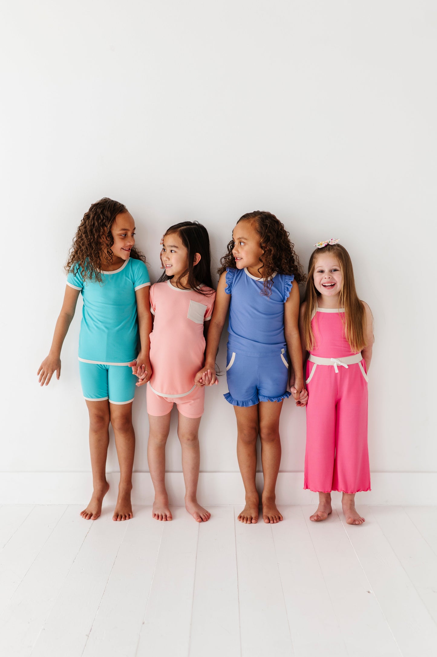 TURQUOISE | Tee + Biker Shorts RIB SET