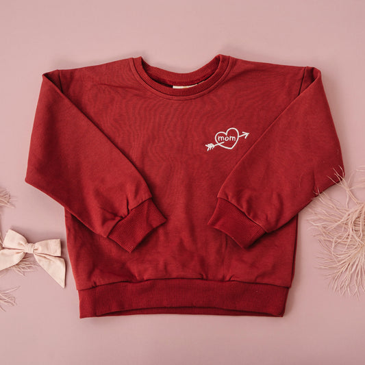 Custom Embroidered Valentine’s Day Crewneck Sweatshirt - Dark Red