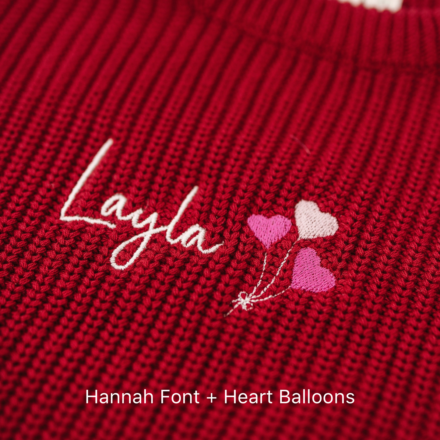 Custom Embroidered Valentine's Knit Sweater - Cream