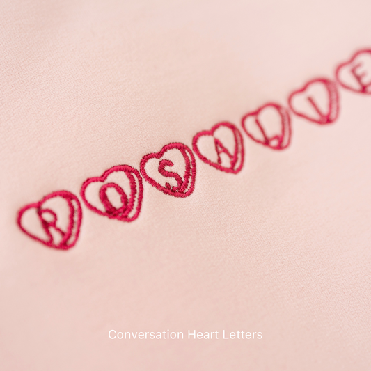 Custom Embroidered Valentine's Day Pink Colorblock Sweatshirt Romper - Candy Hearts