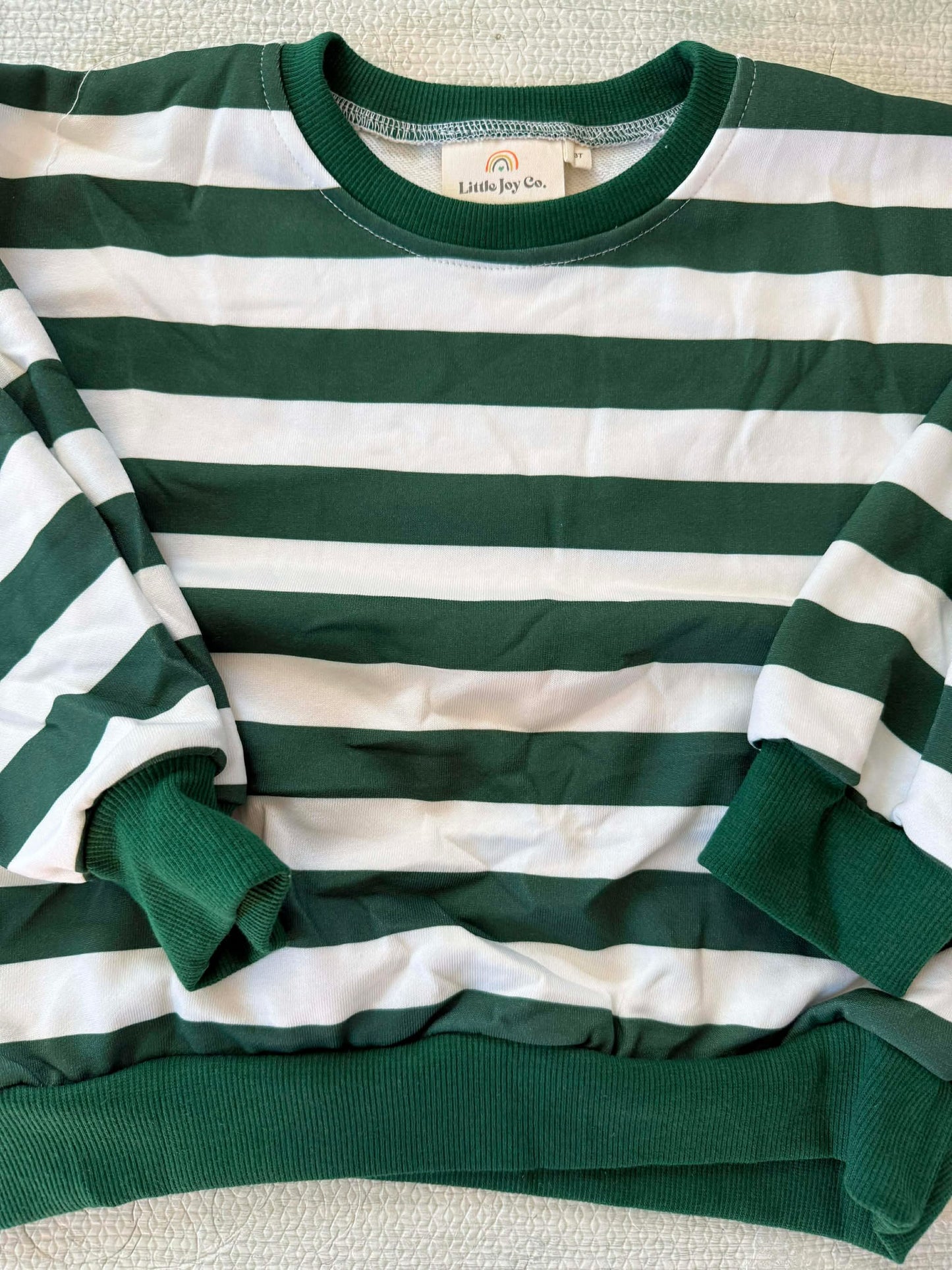 Green Striped Crewneck Sweatshirt - Optional Custom Embroidery