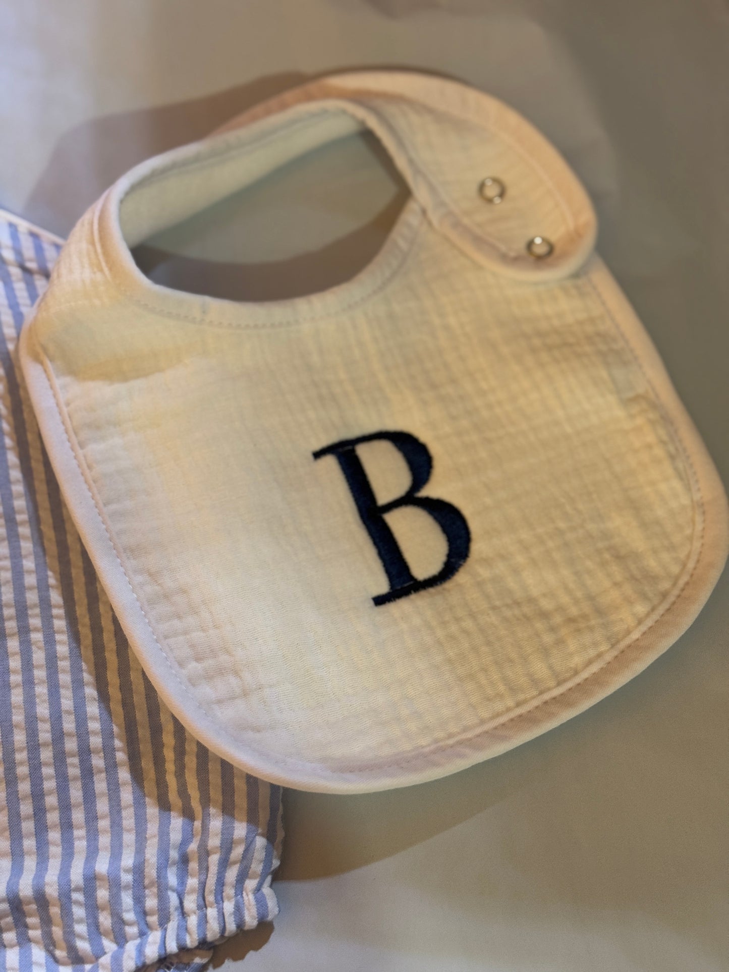 Custom Embroidered Muslin Bib - more colors