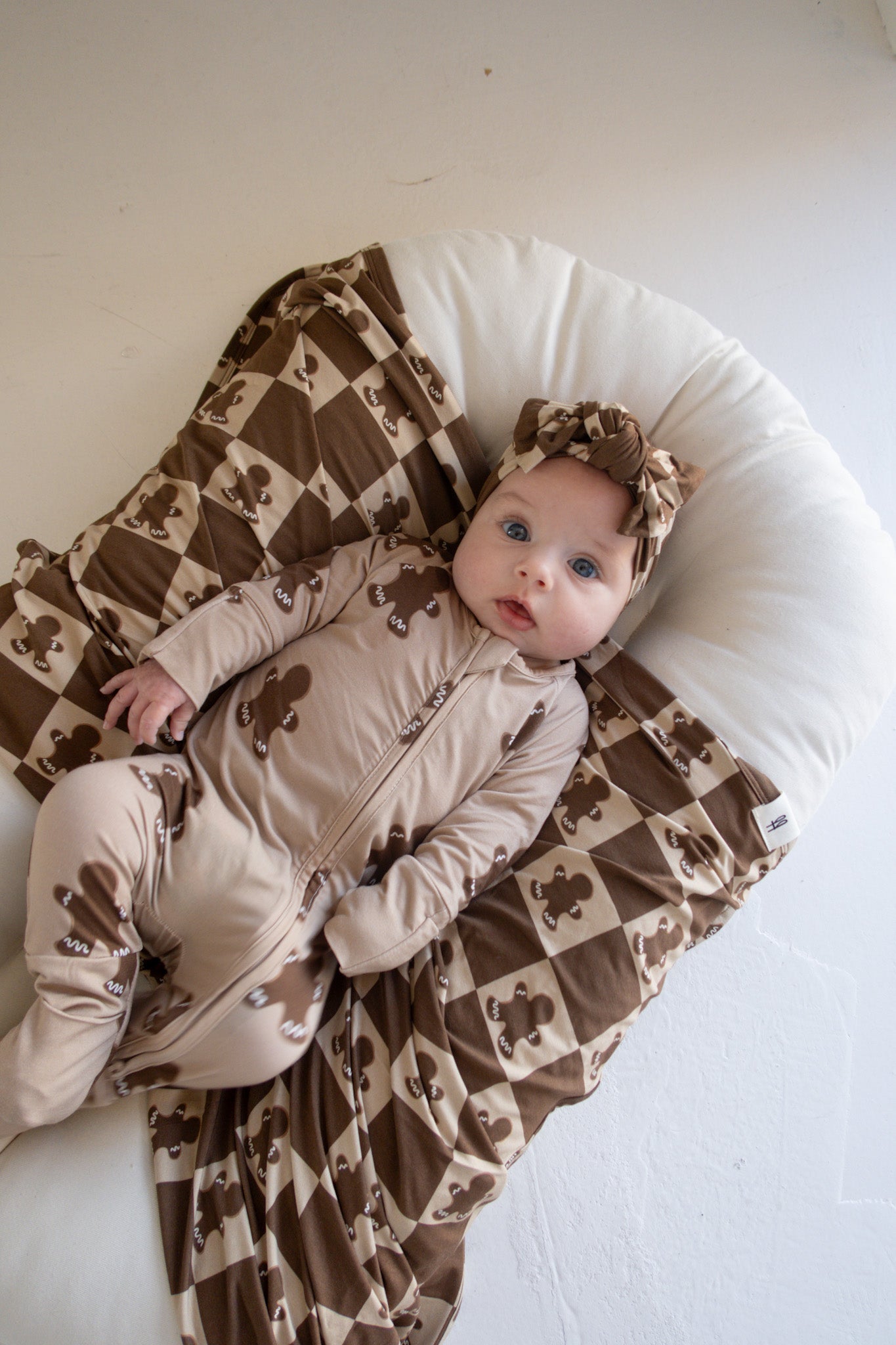 Bamboo Head Wrap | Gingerbread Checkerboard 2024