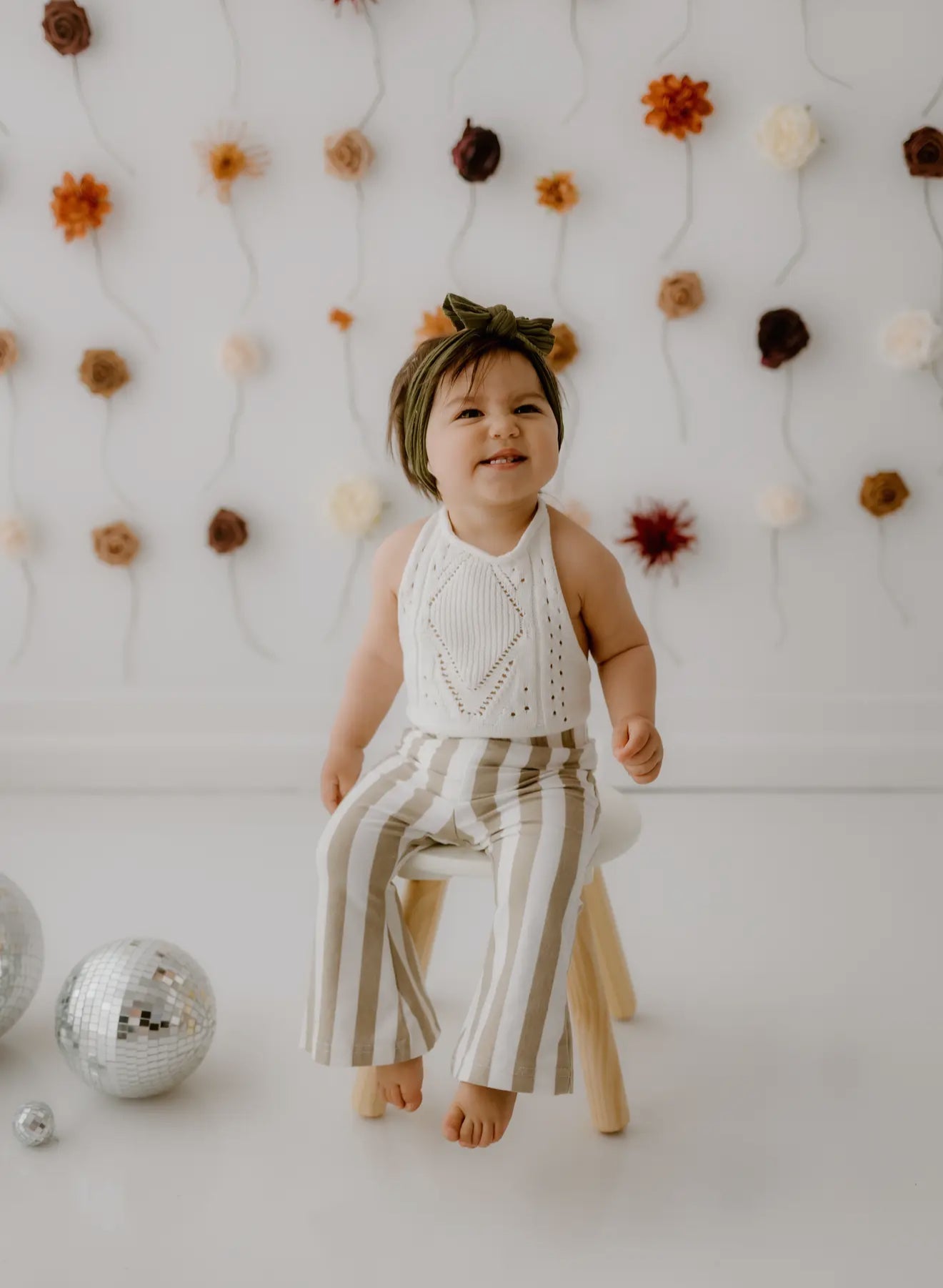 Tan Striped Boho Bell Bottoms