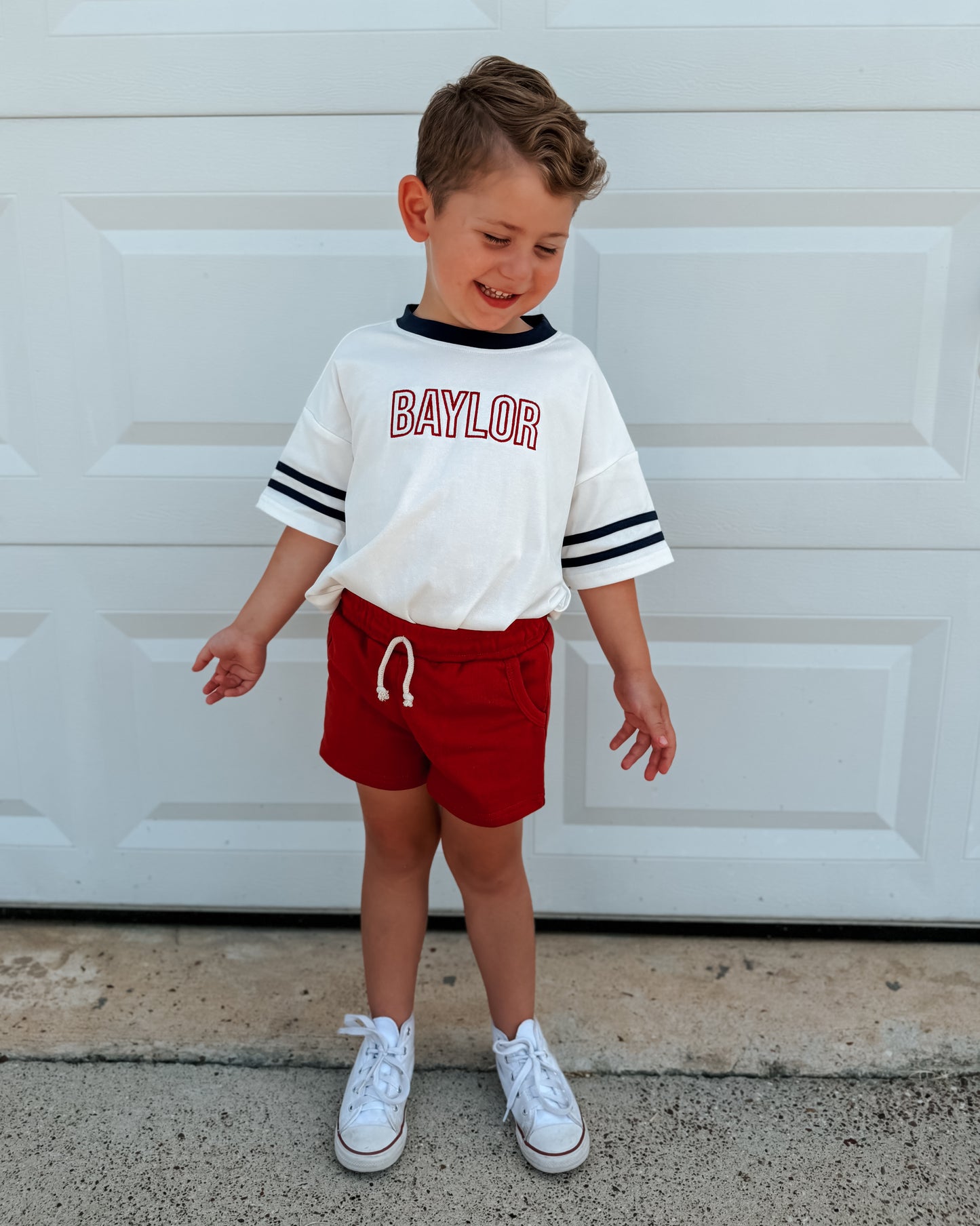 Custom Embroidered 4th of July Oversized Tee - Varsity Stripe