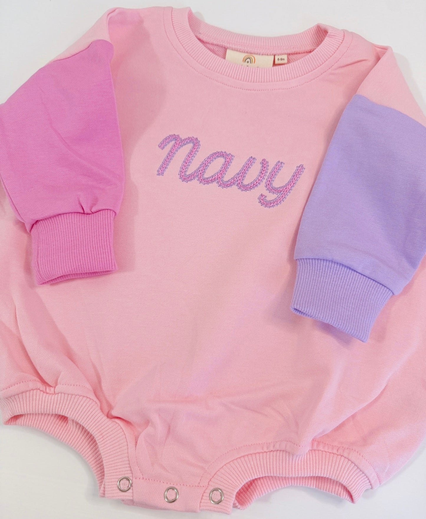 Custom Embroidered Colorblock Sweatshirt Romper