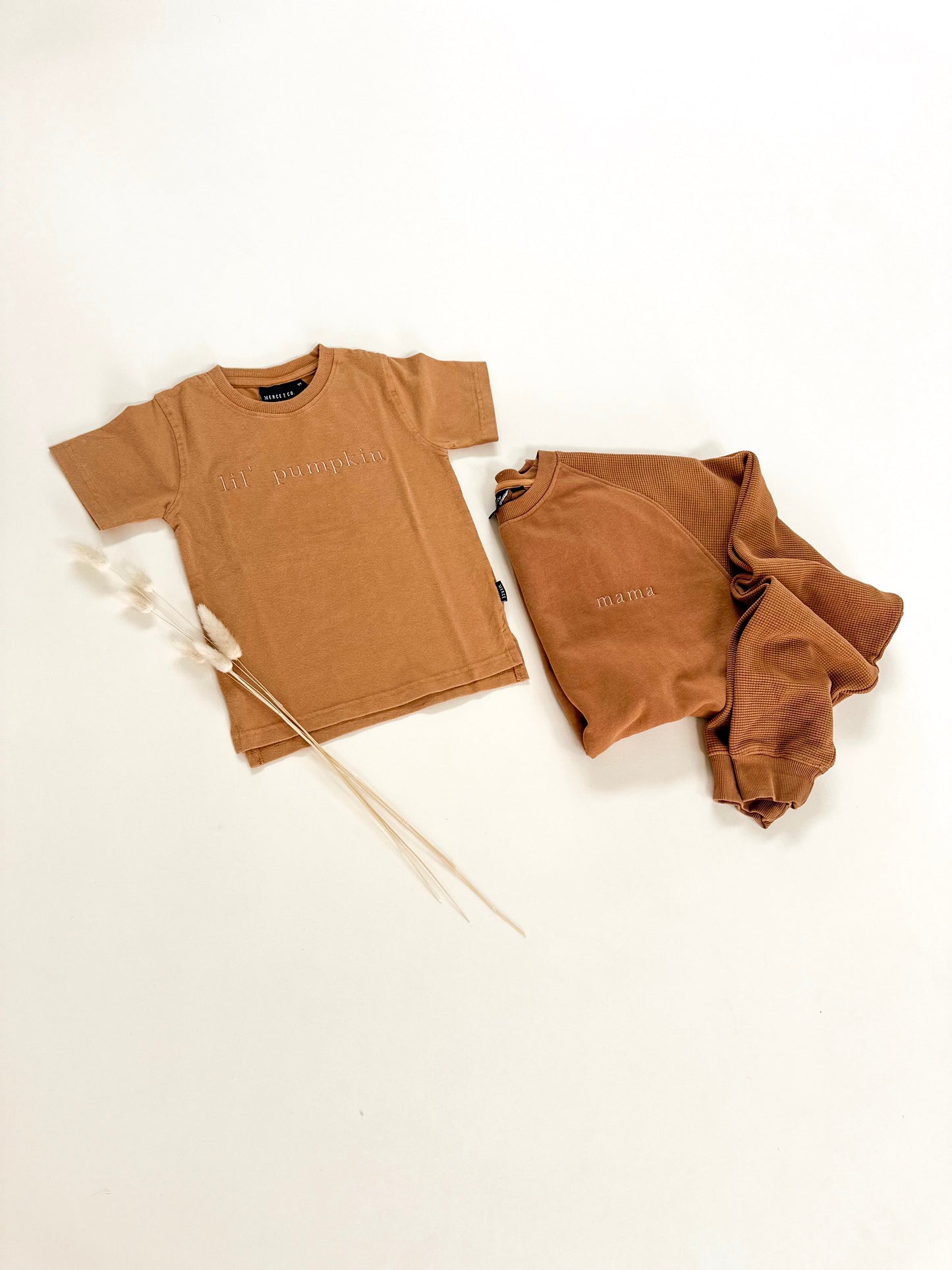Lil' Pumpkin Embroidered Tee - Faded Autumn