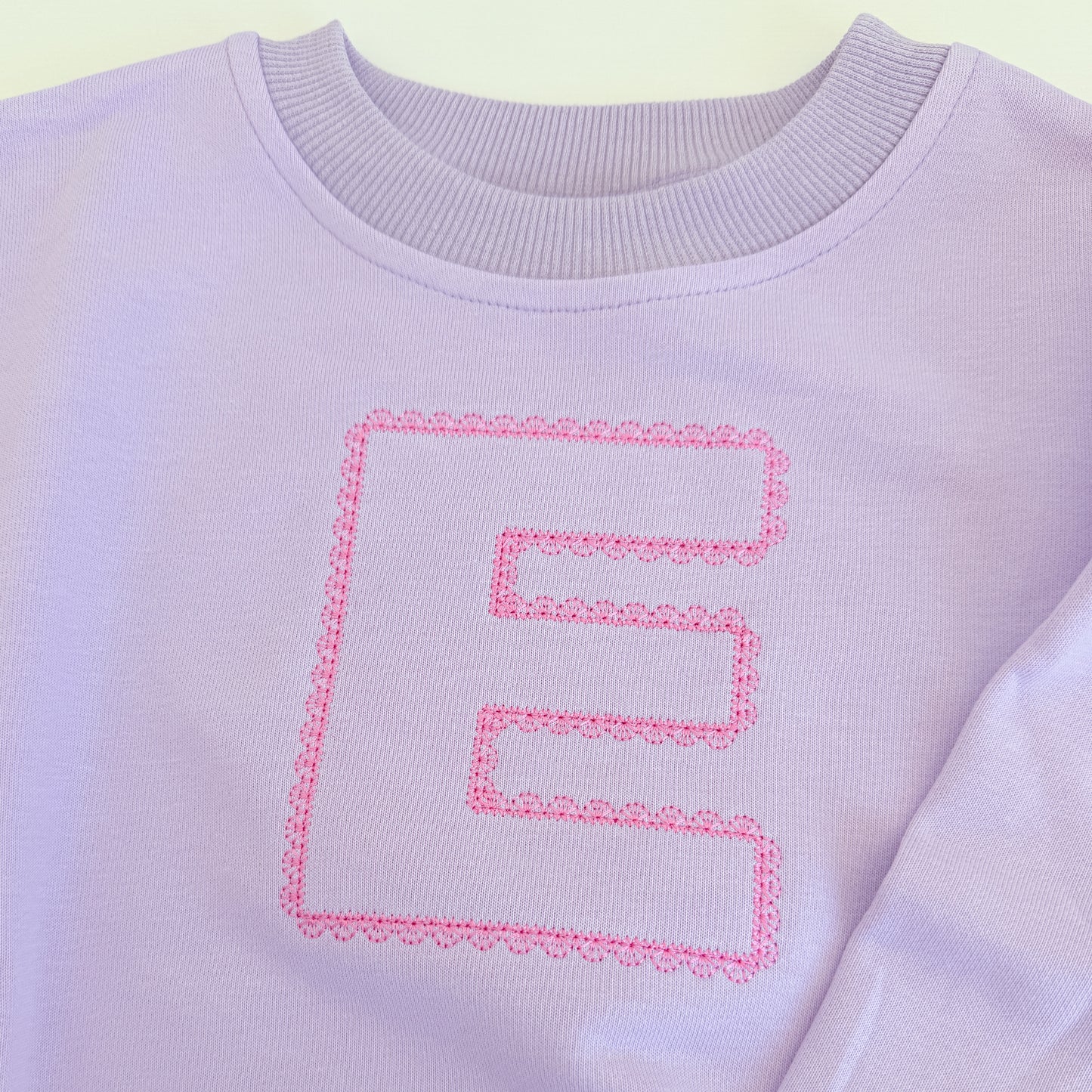 Custom Embroidered Lace Letter Sweatshirt or Sweatshirt Romper