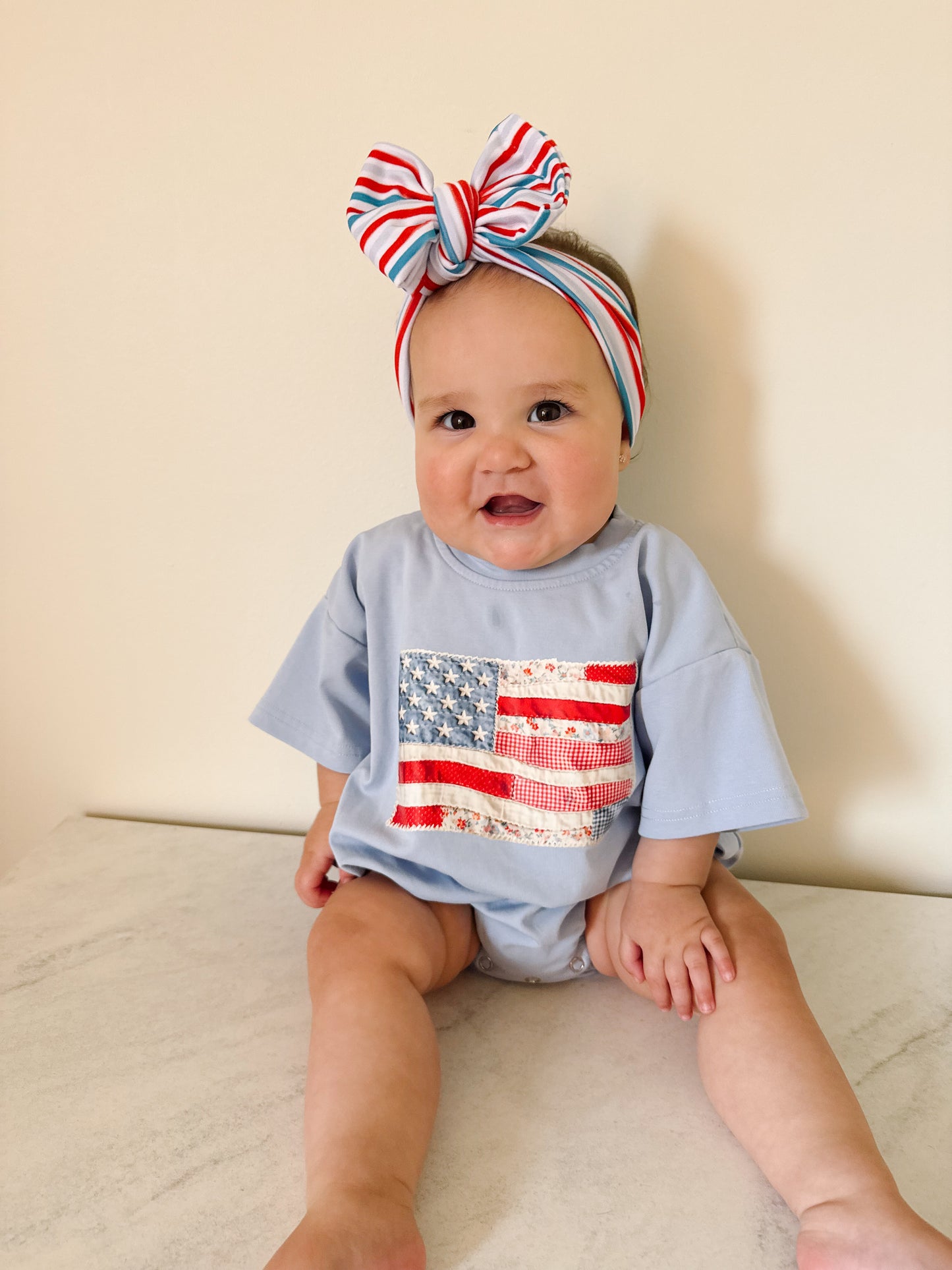 4th of July Quilted Flag Tee or Bubble Romper