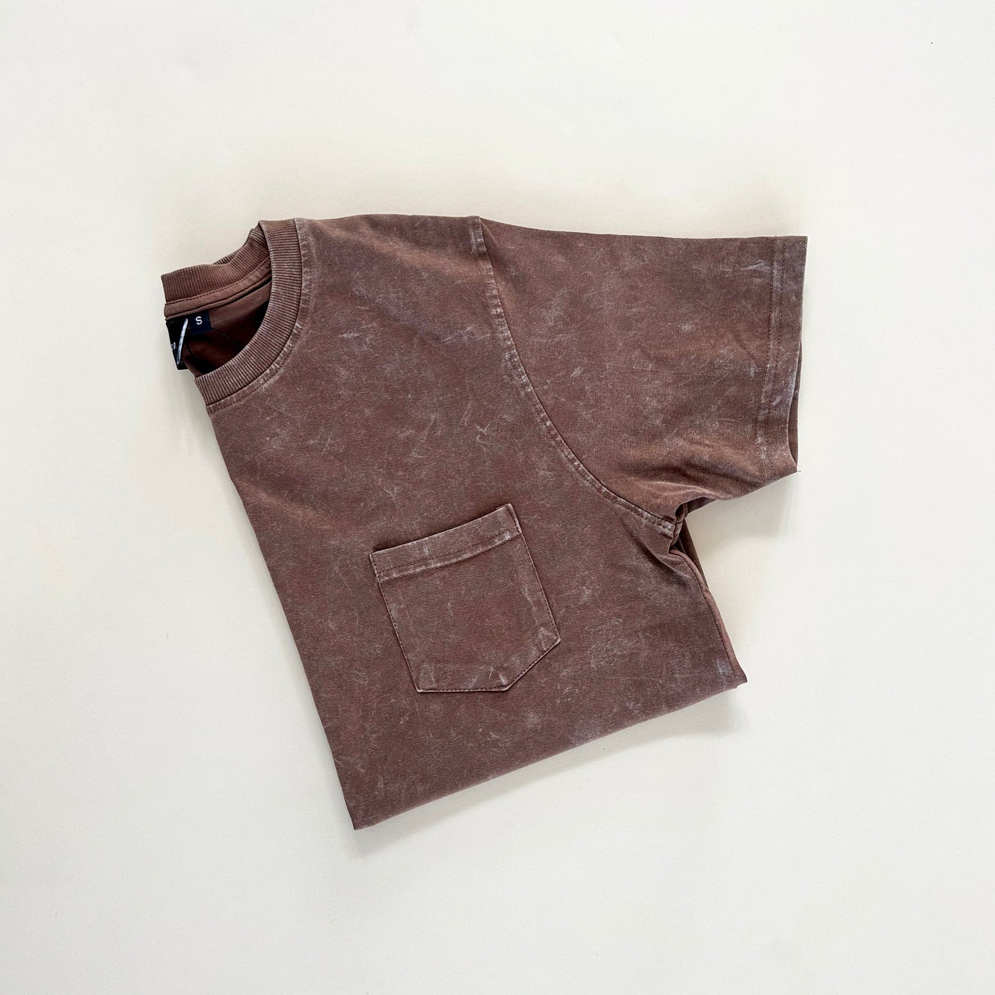 Adult Pocket Acid Wash Tee - Toffee