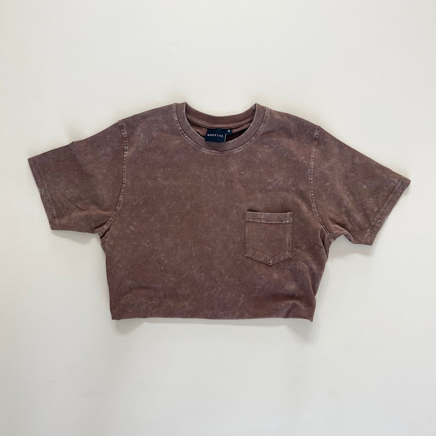 Adult Pocket Acid Wash Tee - Toffee