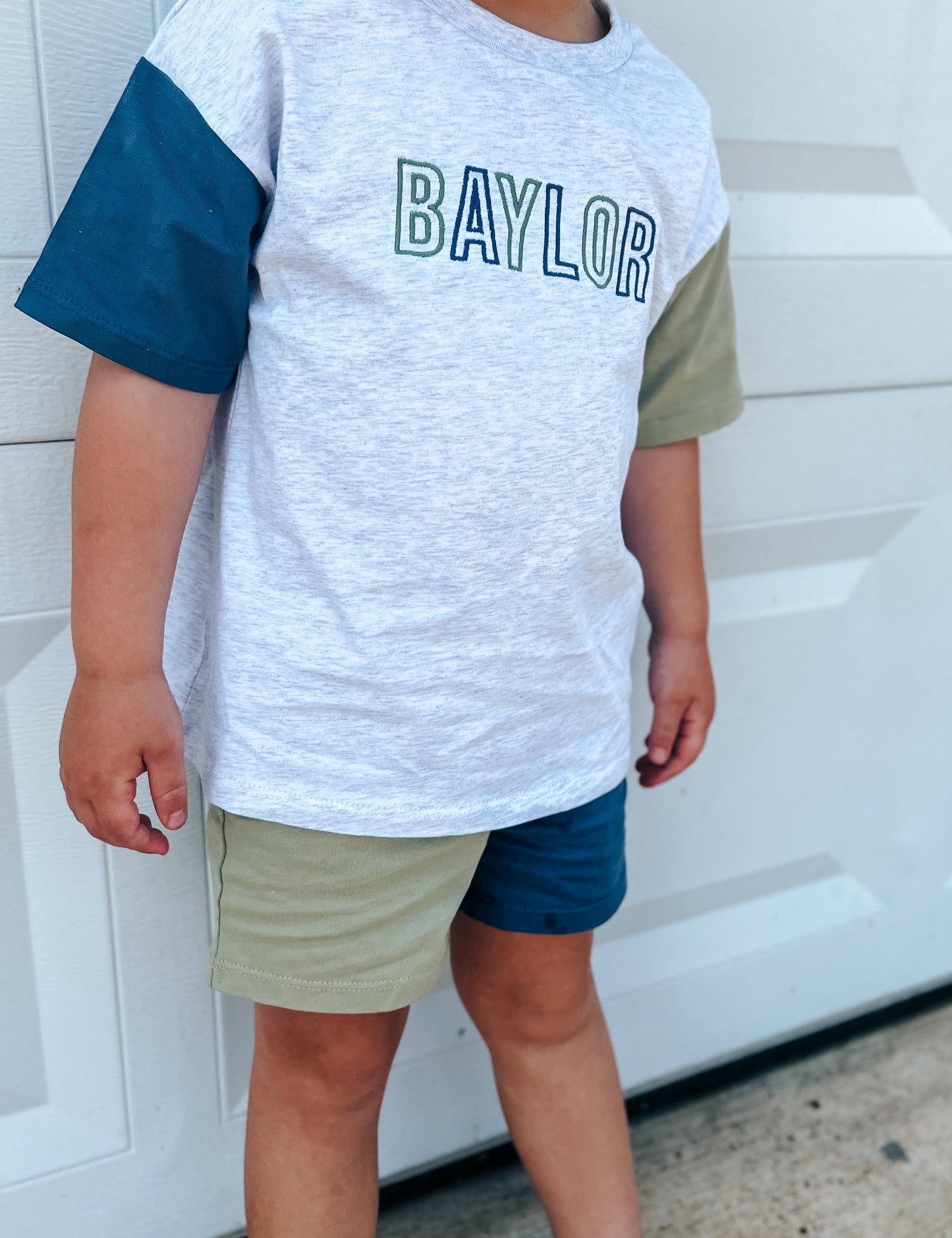 Custom Embroidery Colorblock Oversized Tee and Shorts Set