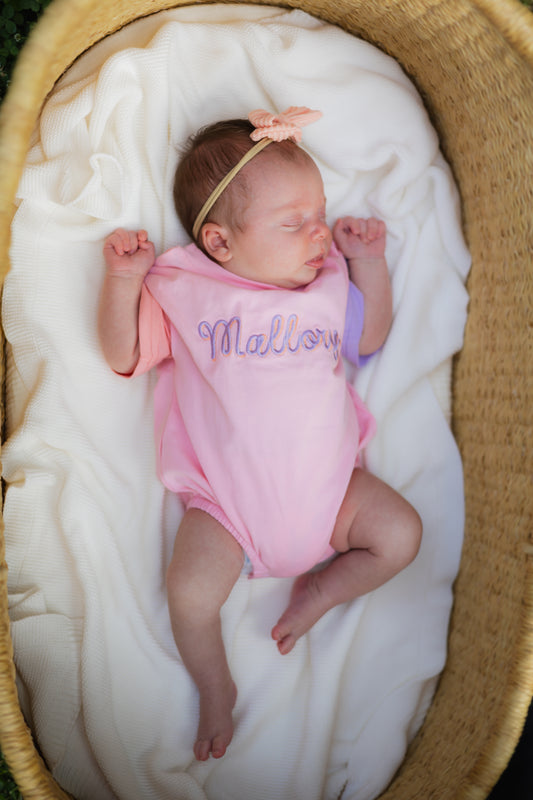 Custom Embroidered Colorblock T-Shirt Romper