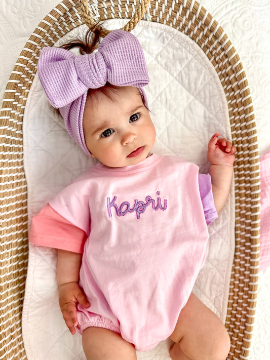 Custom Embroidered Colorblock T-Shirt Romper