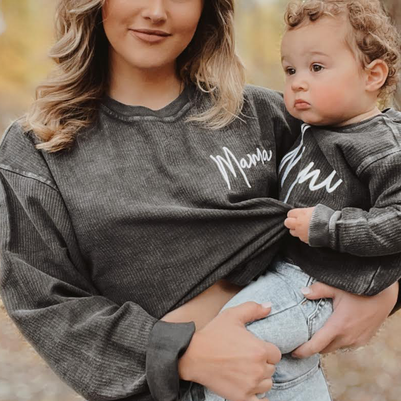 Mini Embroidered Handwritten Corded Crewneck