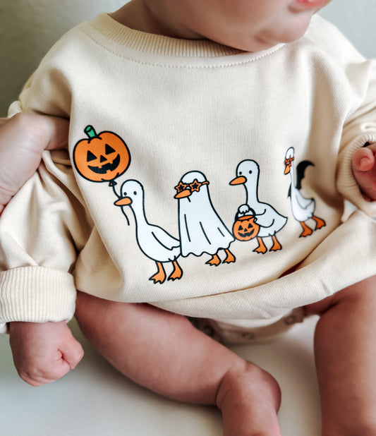 Silly Halloween Goose Crewneck Sweatshirt or Sweatshirt Romper