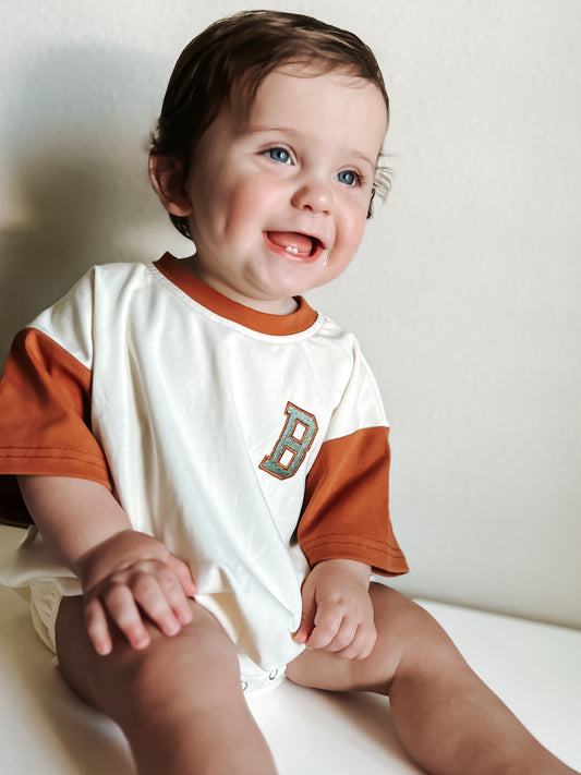 Custom Embroidered Orange Colorblock Oversized Tee or T-Shirt Romper