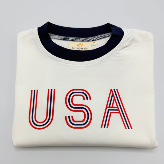 Retro USA Colorblock Oversized Tee or Bubble Romper