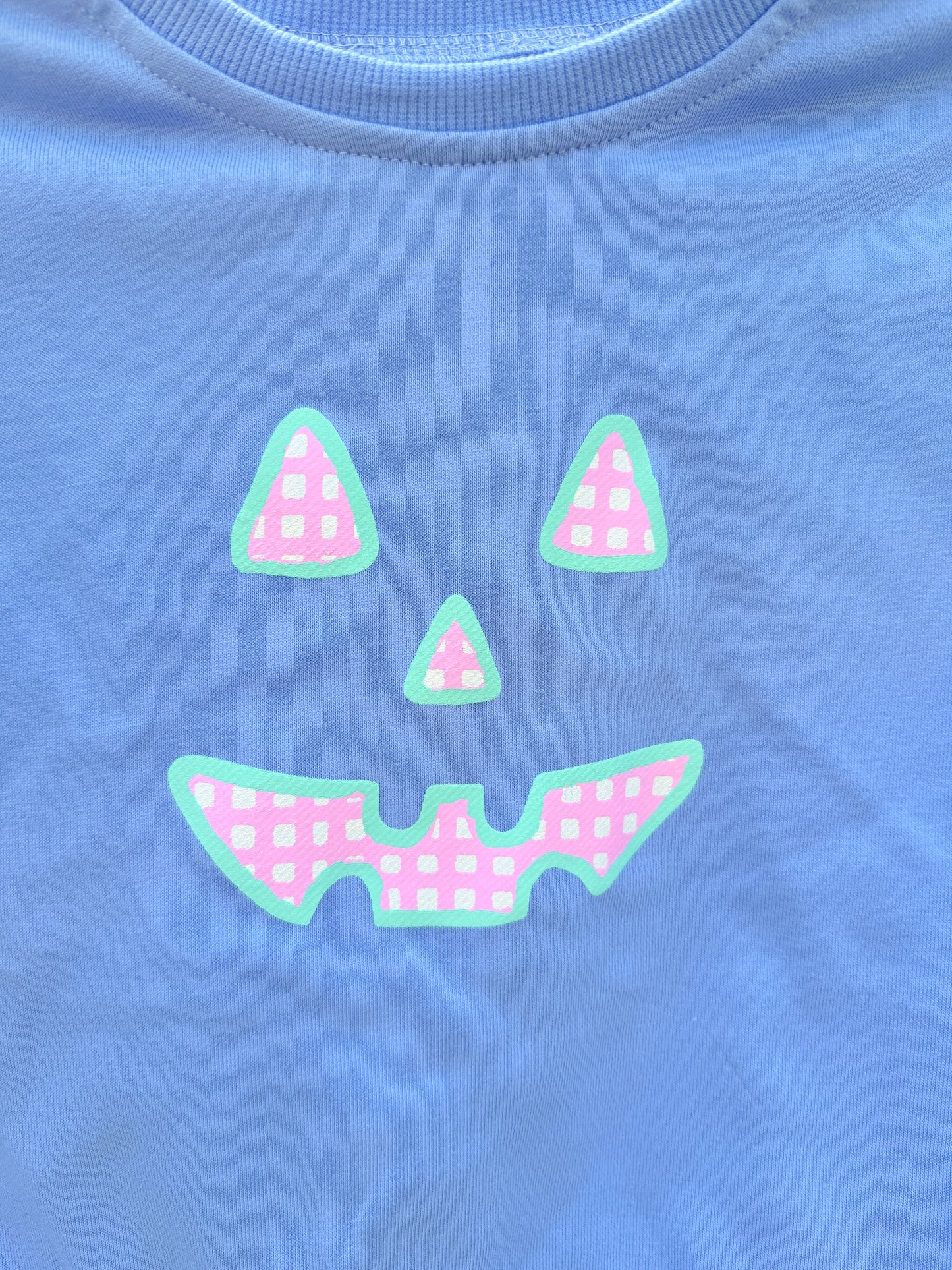Pastel Gingham Jack O'Lantern Crewneck Sweatshirt or Romper