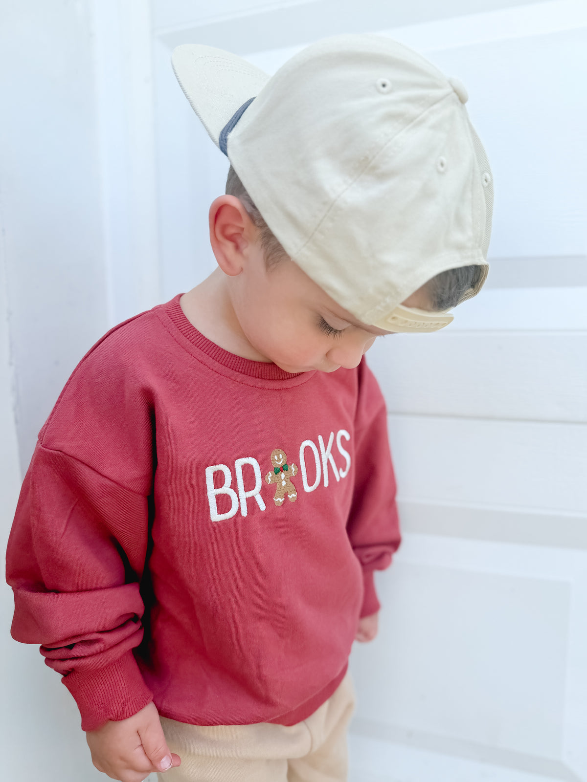 Custom Embroidered Gingerbread Christmas Sweatshirt or Romper