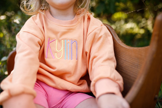 Custom Embroidered Creamsicle Tee, Bubble Romper or Sweatshirt