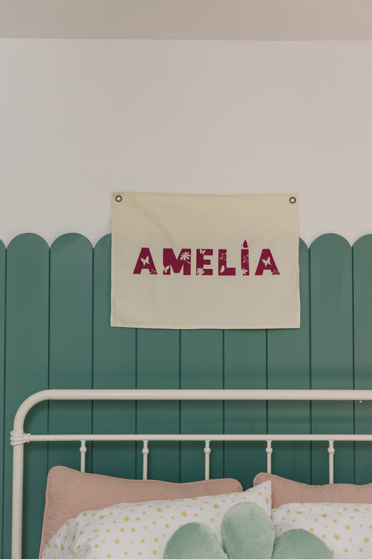 Custom Canvas Name Banner - Butterfly Font