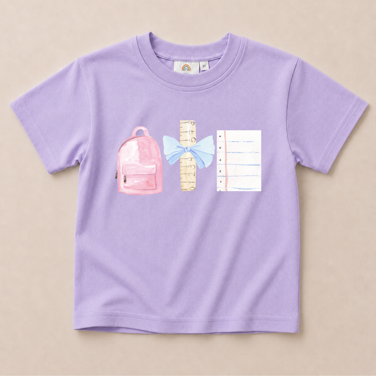 Back to School Bow Trio Oversized Tee or T-Shirt Romper - more colors