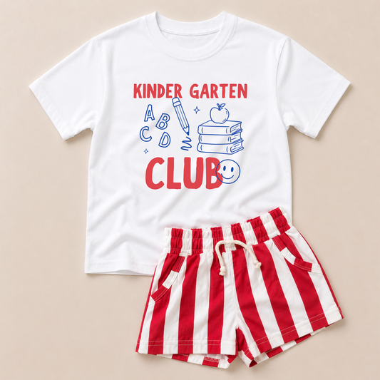 Back to School Club Tee w/Optional Striped Shorts - Grade Level