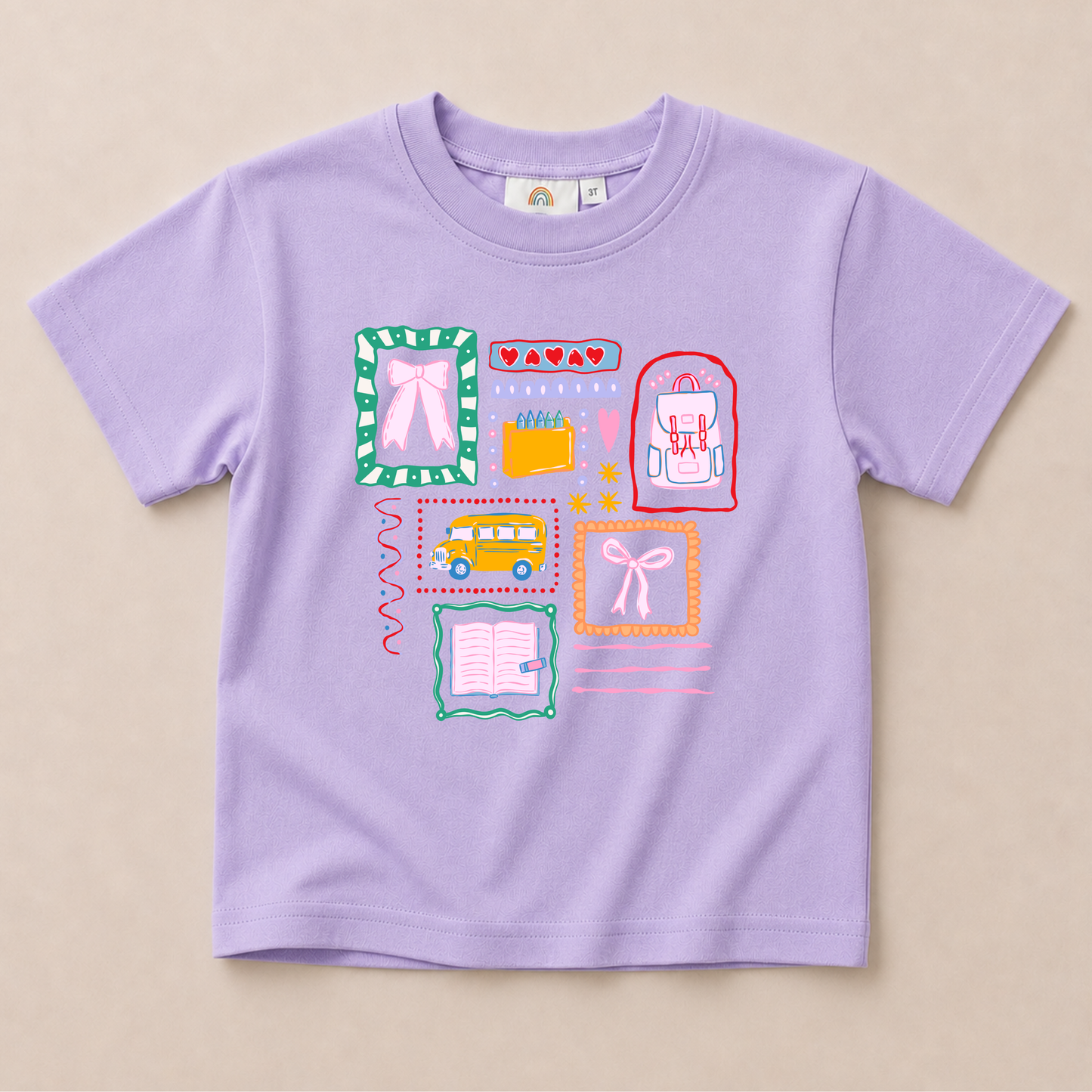 Back to School Graphic Tee & Biker Shorts Set – Pink or Purple