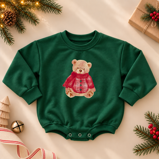 Christmas Teddy Bear Sweatshirt or Romper