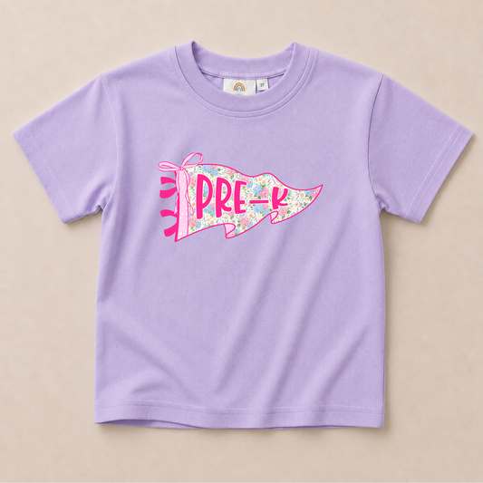 Floral Grade Level Pennant Oversized Tee - Pink or Purple