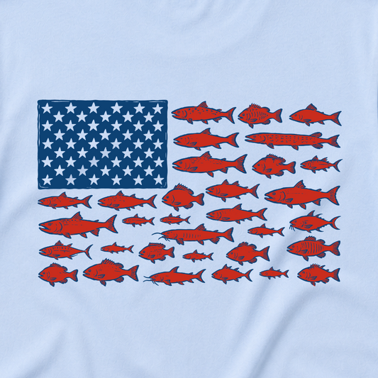 USA Fish Flag Tee or T-Shirt Romper - more colors