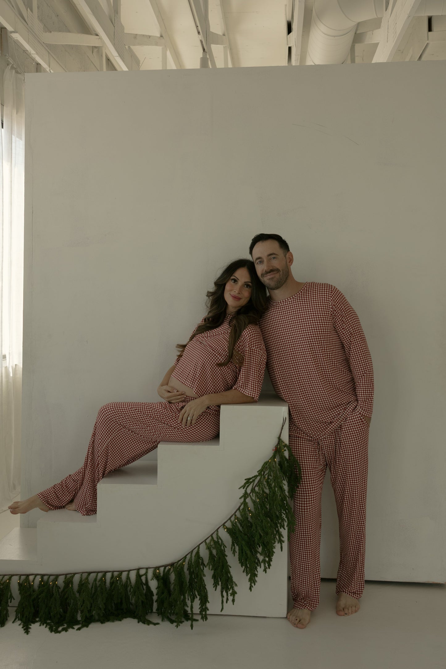 Women's Boxy Tee Lounge Set | Red Gingham