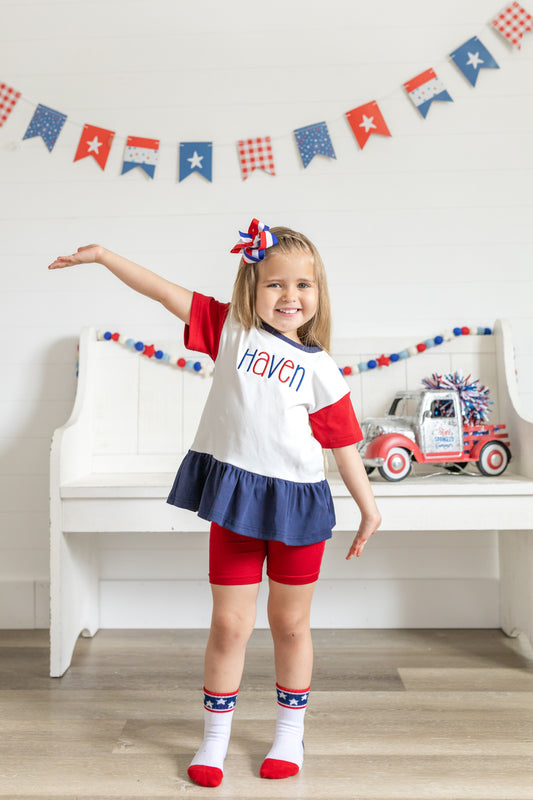 Retro USA Colorblock Peplum Set
