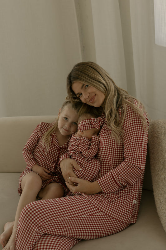Bamboo Knotted Gown | Red Gingham
