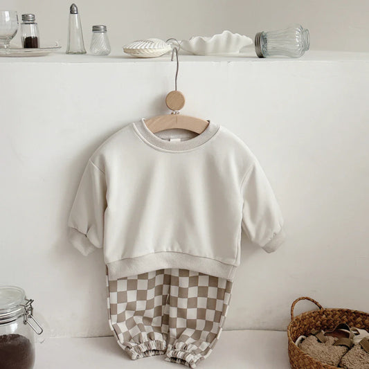 Checkered Pants Sweater Set