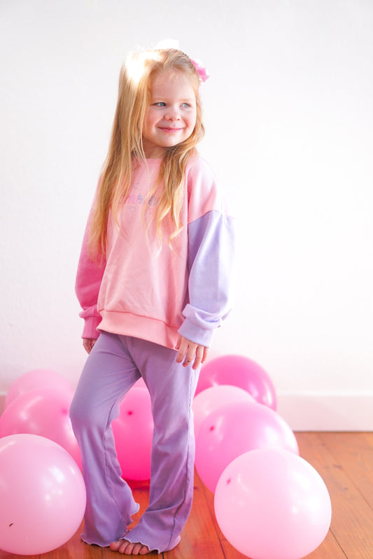 Custom Embroidered Valentine's Day Colorblock Crewneck Sweatshirt or Sweatshirt Romper