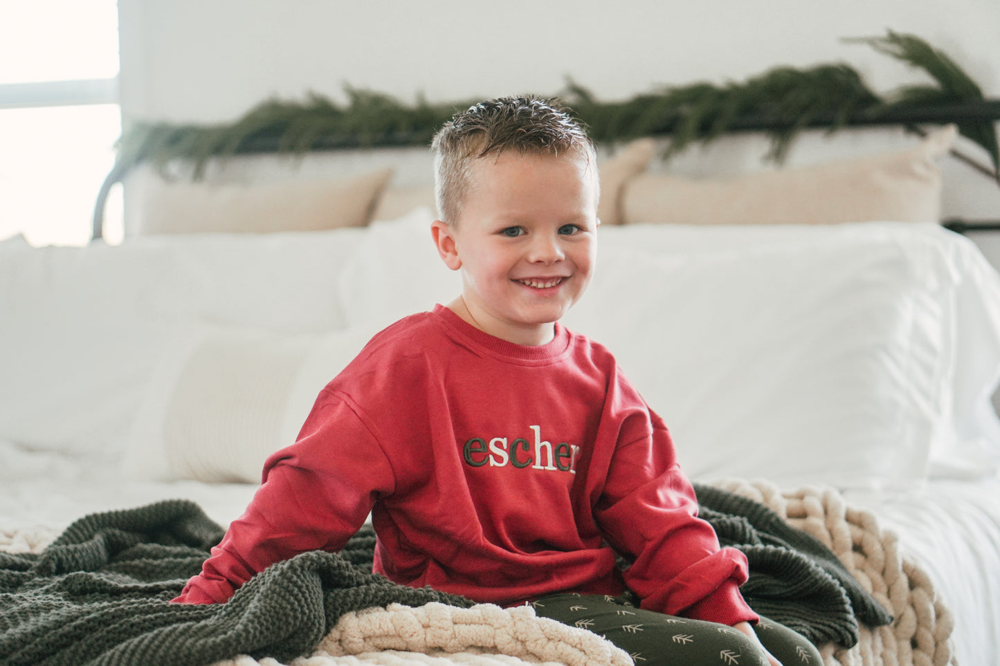 Custom Embroidered Christmas Sweatshirt or Romper