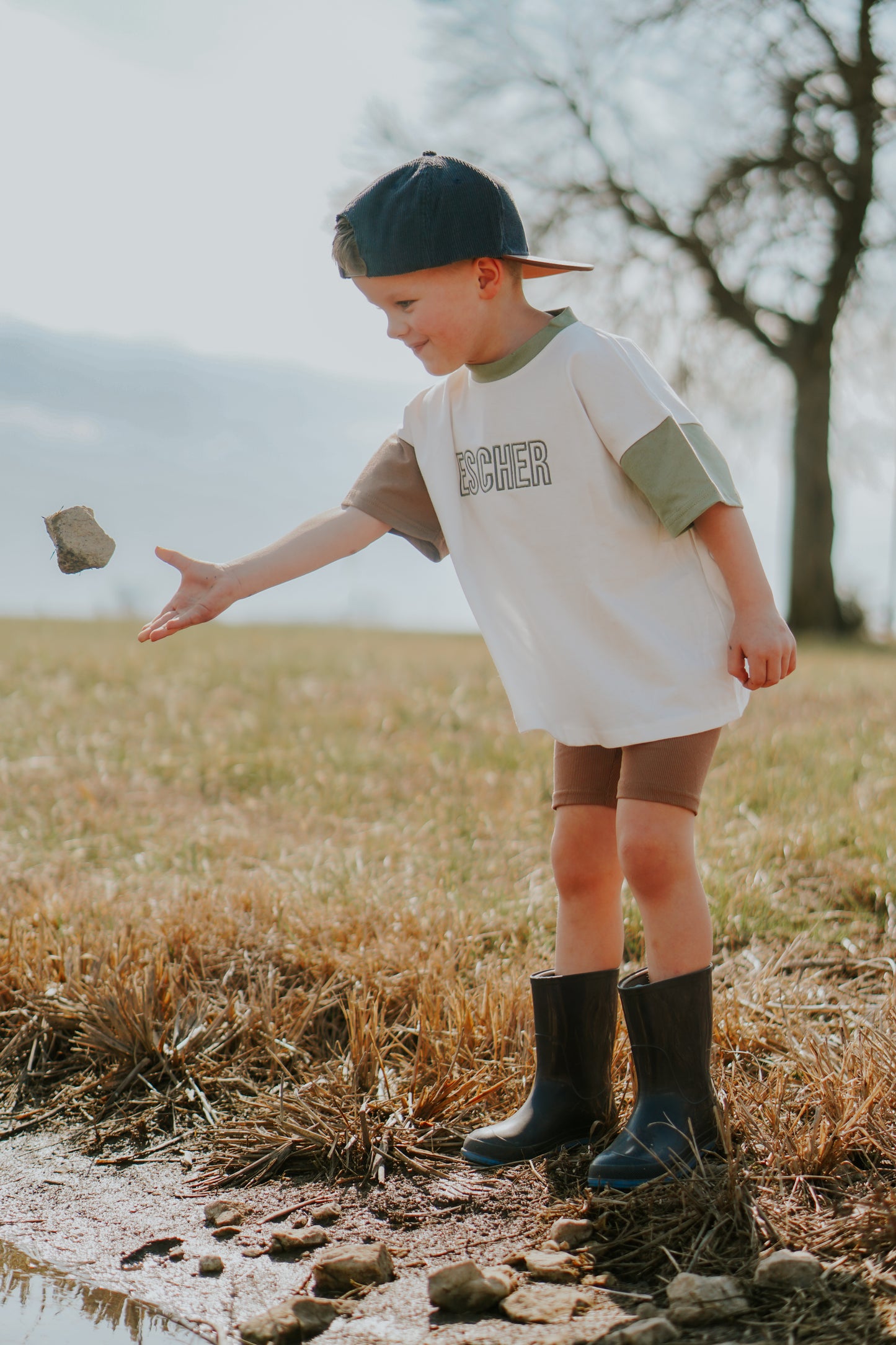 Custom Embroidered Colorblock Oversized Tee & Biker Set