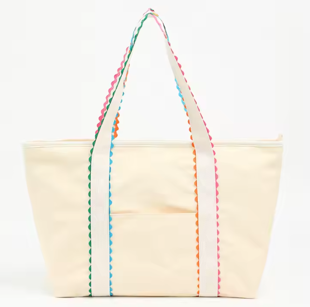 Blank Canvas Ric Rac Tote Bag with Zippered Pocket
