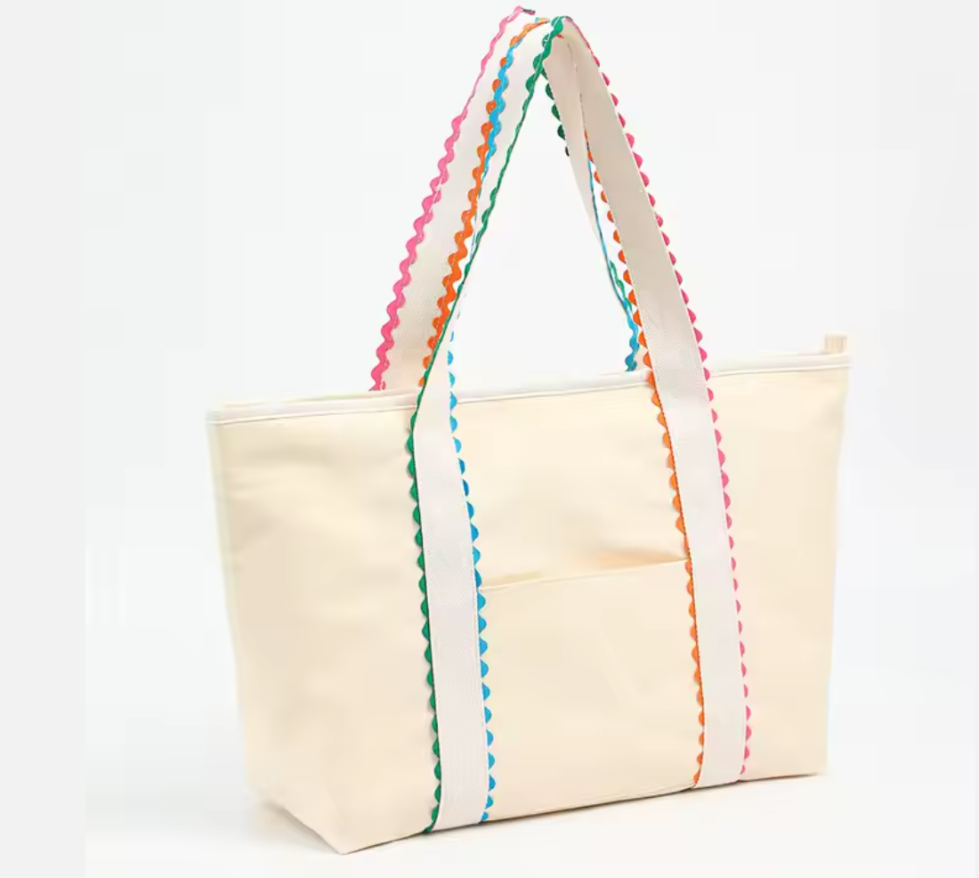 Blank Canvas Ric Rac Tote Bag with Zippered Pocket