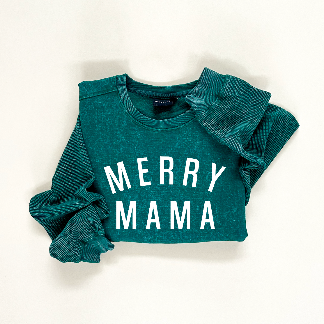 Merry Mama Waffle Sleeve Crewneck