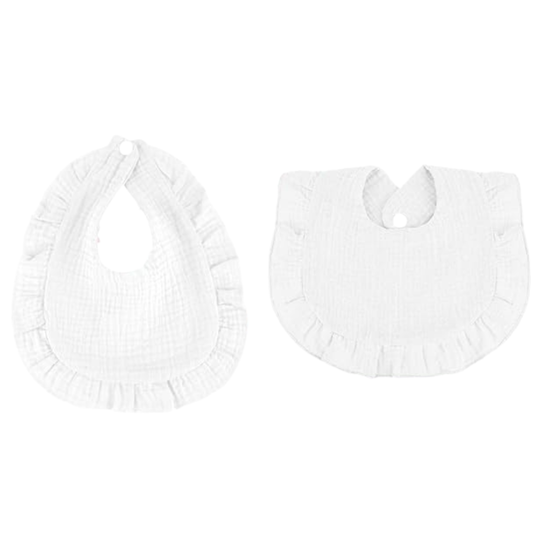 Custom Embroidered Ruffled Muslin Bib - more colors