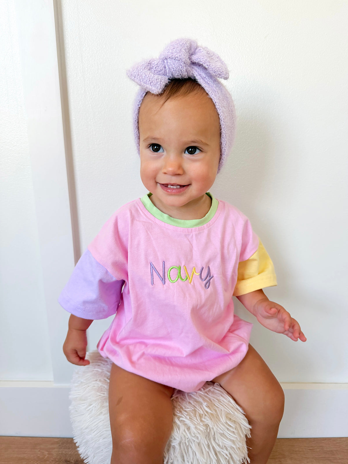 Custom Embroidered Colorblock T-Shirt Romper