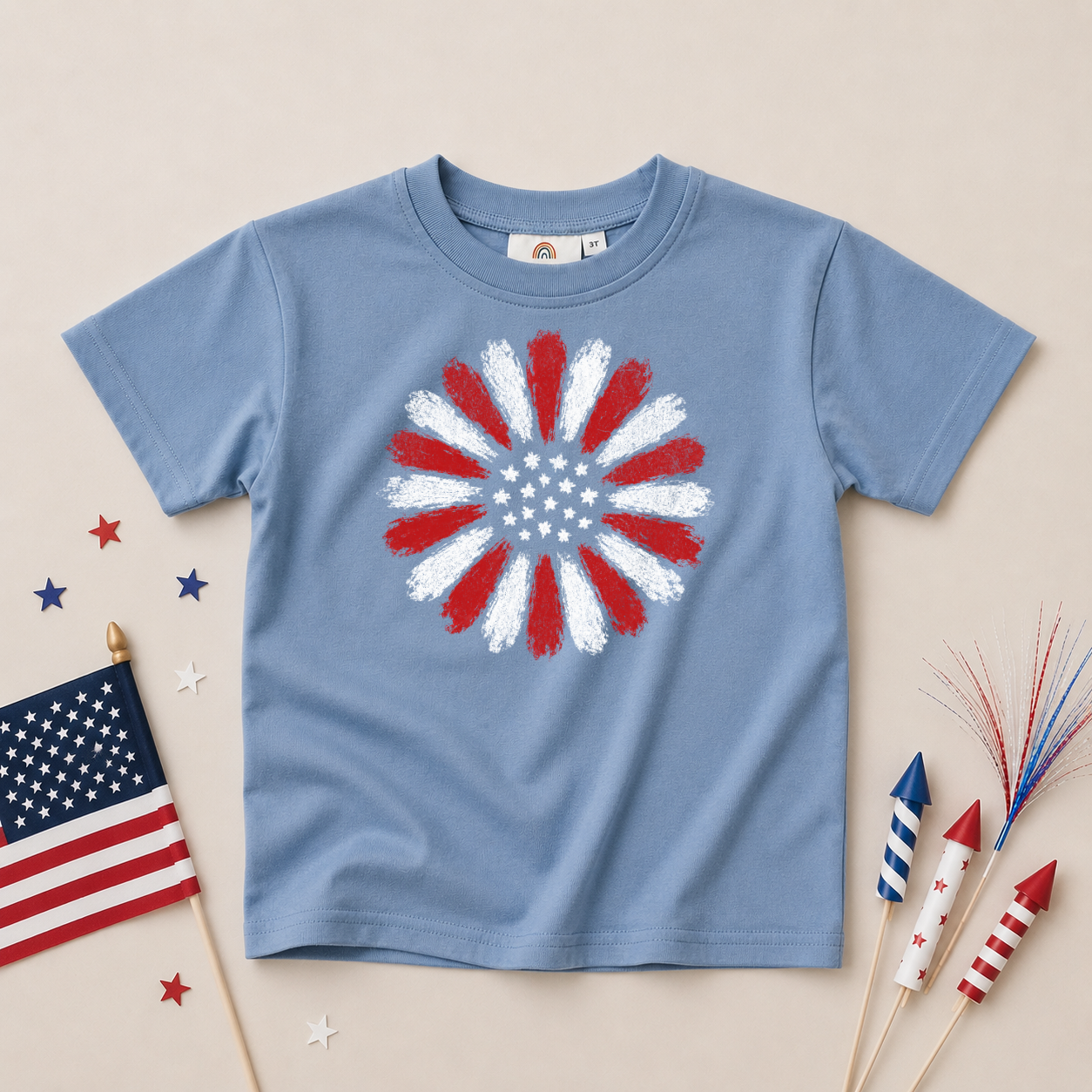 Sunflower 4th of July Tee or Bubble Romper