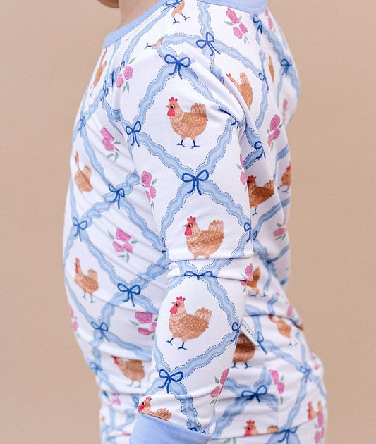 Bamboo Two Piece Set | Chickens & Flowers